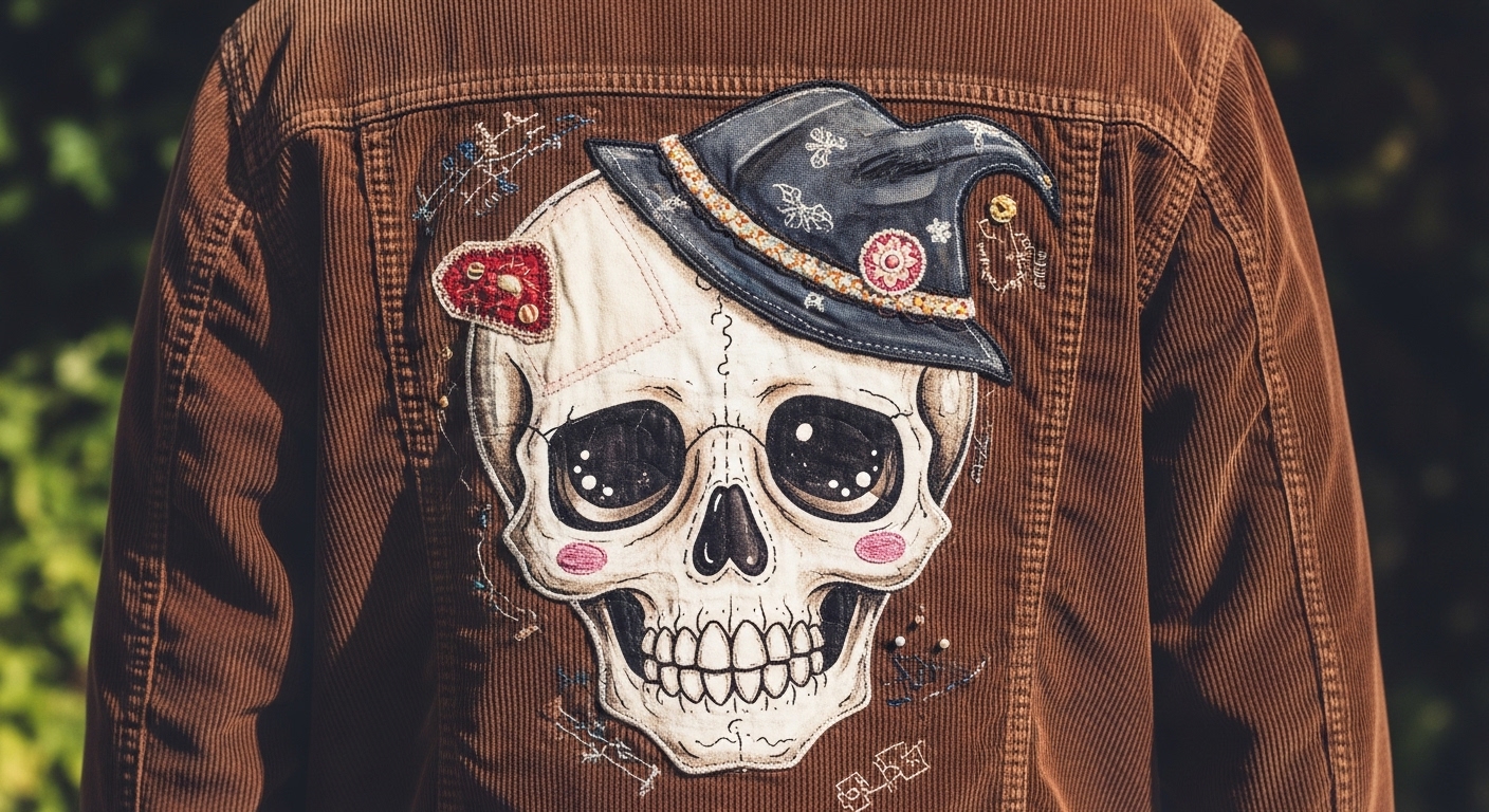 Chaqueta con calavera bordada