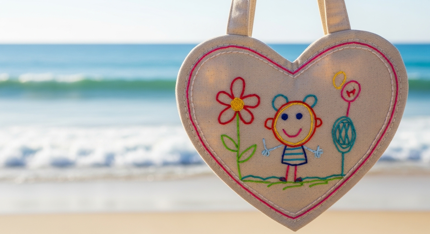 Bolso bordado en forma de corazón